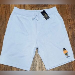 Polo Ralph Lauren Mens XL Beach Bear Light Blue Fleece Shorts